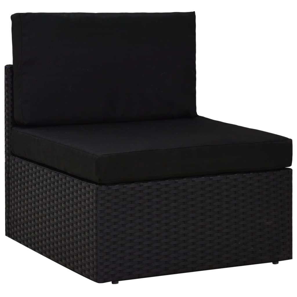 2-personers sofa modulær polyrattan sort