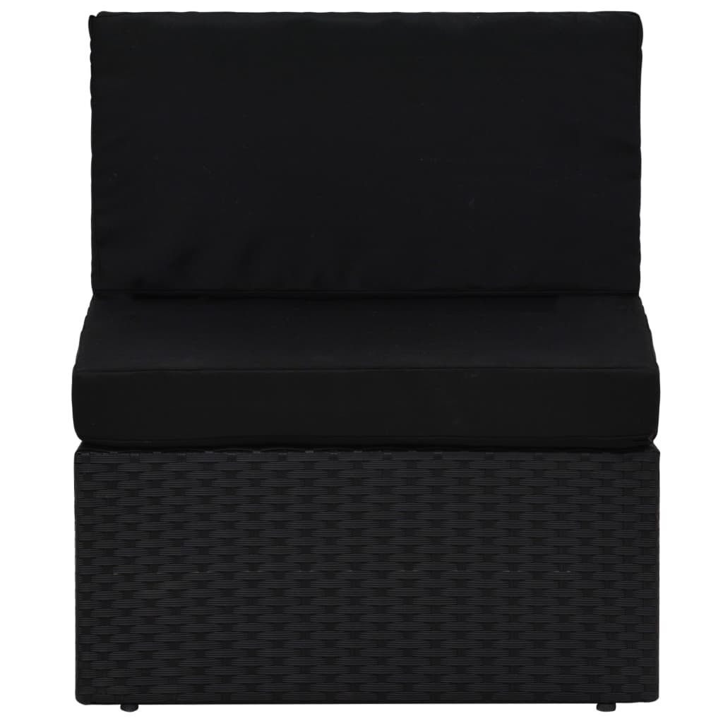 2-personers sofa modulær polyrattan sort