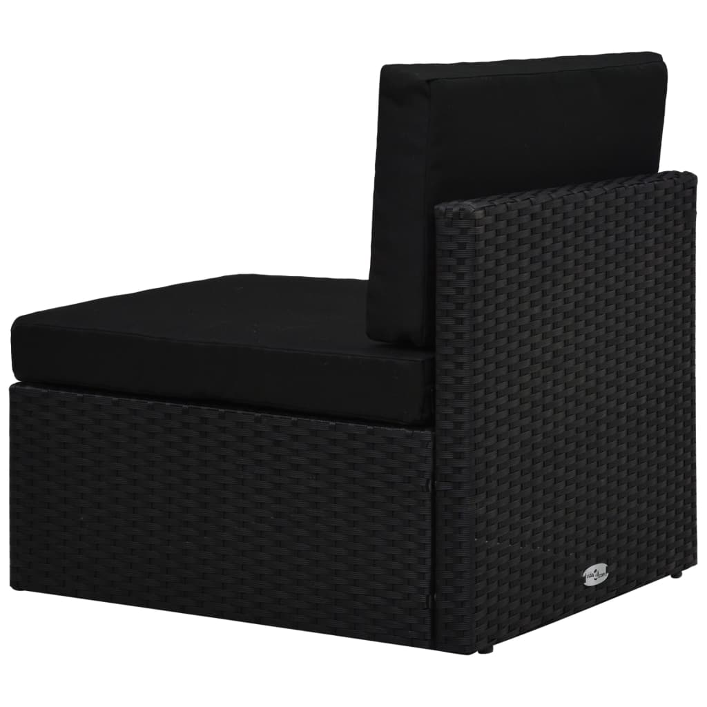 2-personers sofa modulær polyrattan sort