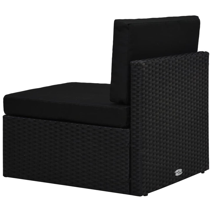 2-personers sofa modulær polyrattan sort