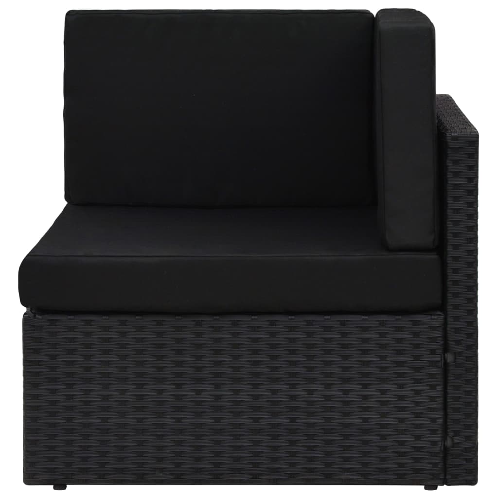 2-personers sofa modulær polyrattan sort