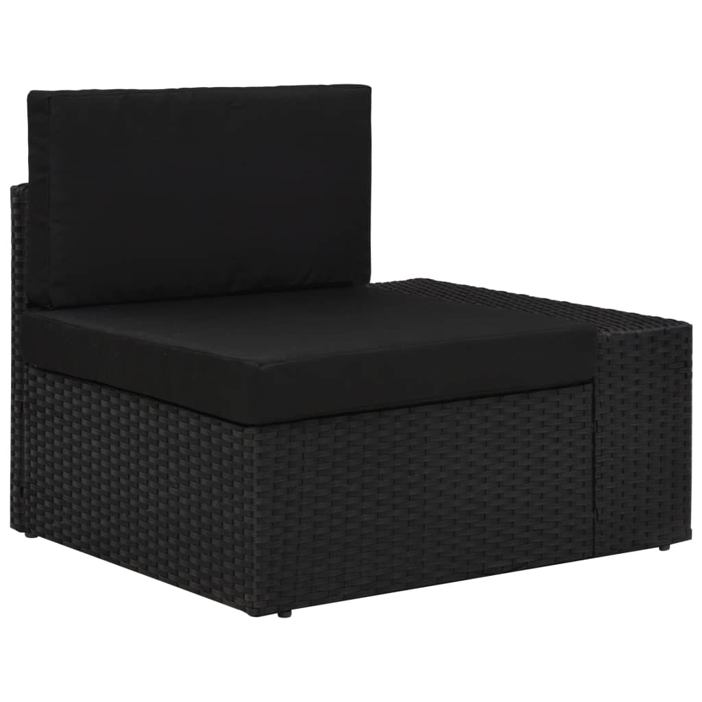 loungesæt til haven 3 dele polyrattan sort