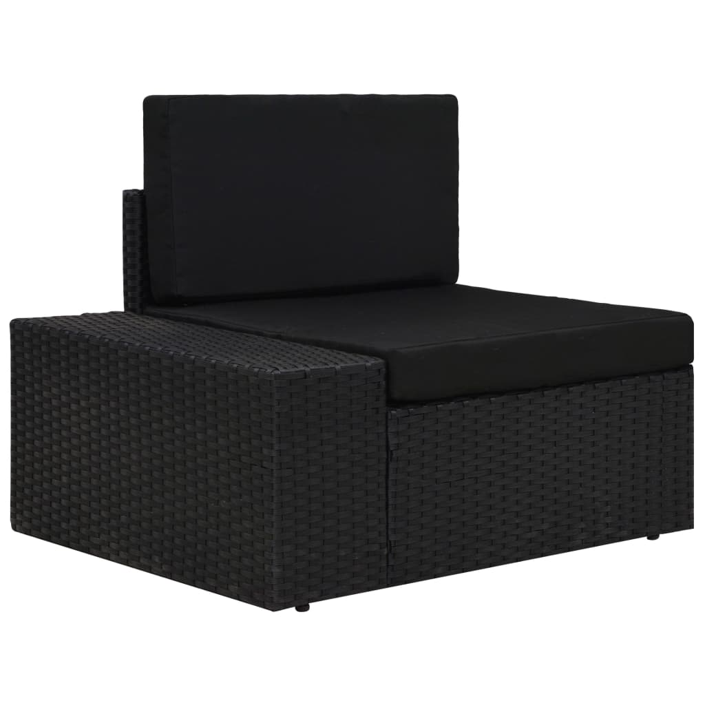 loungesæt til haven 3 dele polyrattan sort