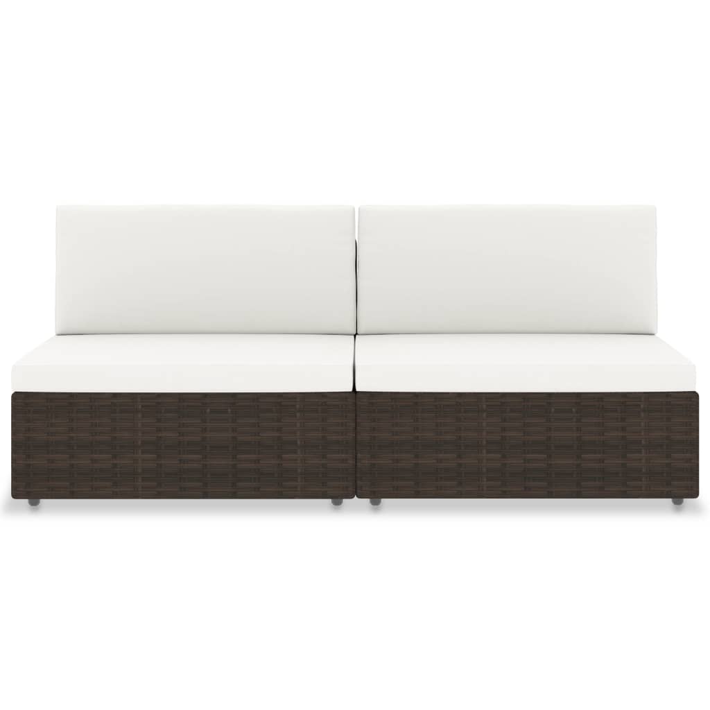 2-personers sofa modulær polyrattan brun