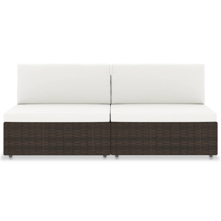 2-personers sofa modulær polyrattan brun