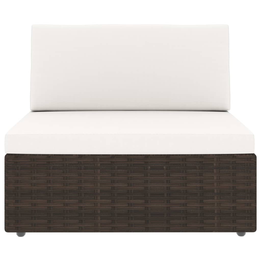 2-personers sofa modulær polyrattan brun