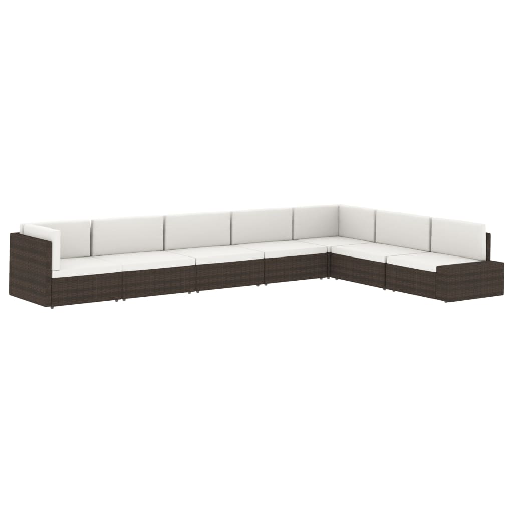 2-personers sofa modulær polyrattan brun