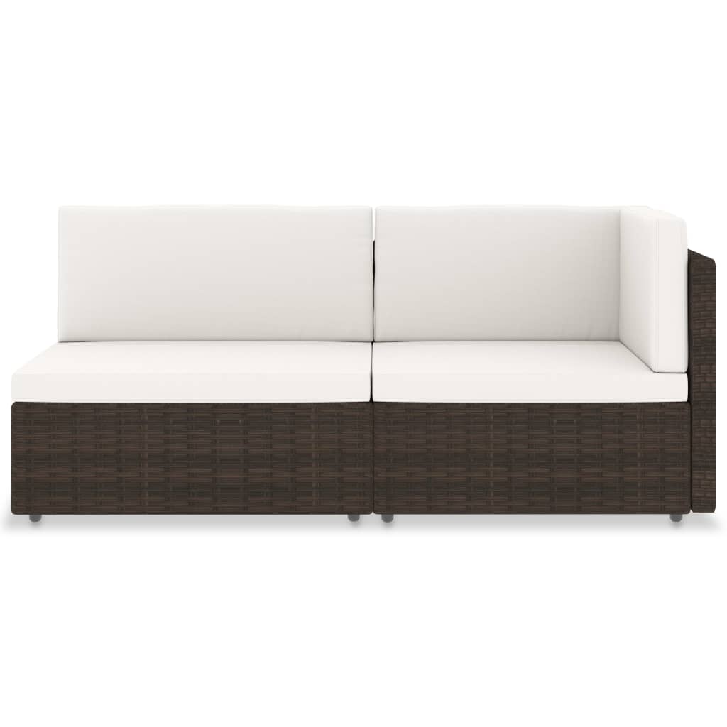 2-personers sofa modulær polyrattan brun