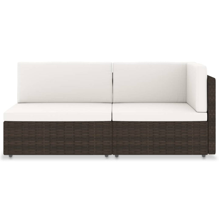 2-personers sofa modulær polyrattan brun