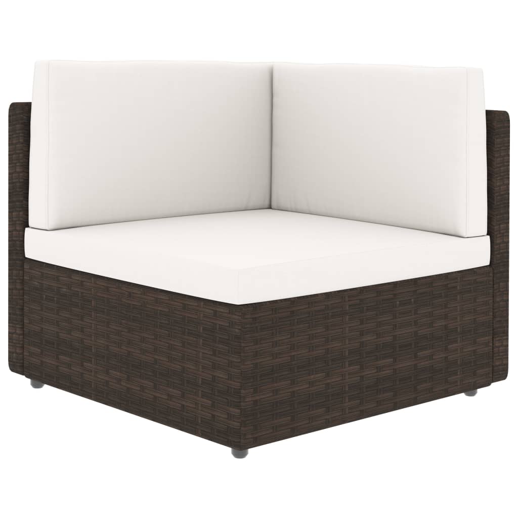 2-personers sofa modulær polyrattan brun