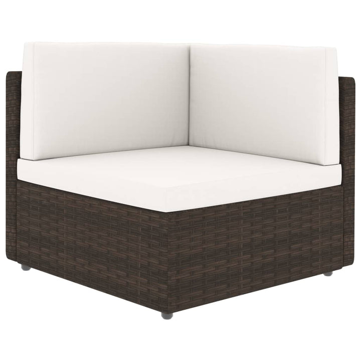 2-personers sofa modulær polyrattan brun