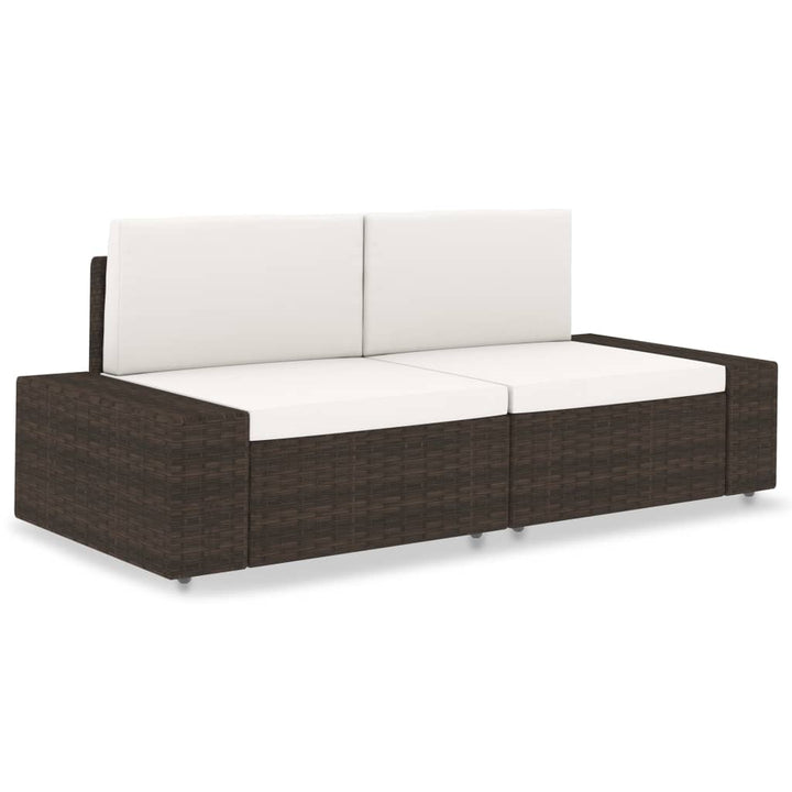 2-personers sofa modulær polyrattan brun