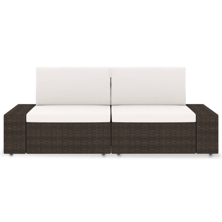 2-personers sofa modulær polyrattan brun
