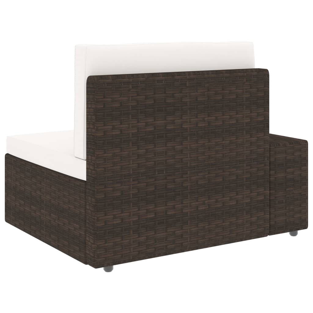 2-personers sofa modulær polyrattan brun