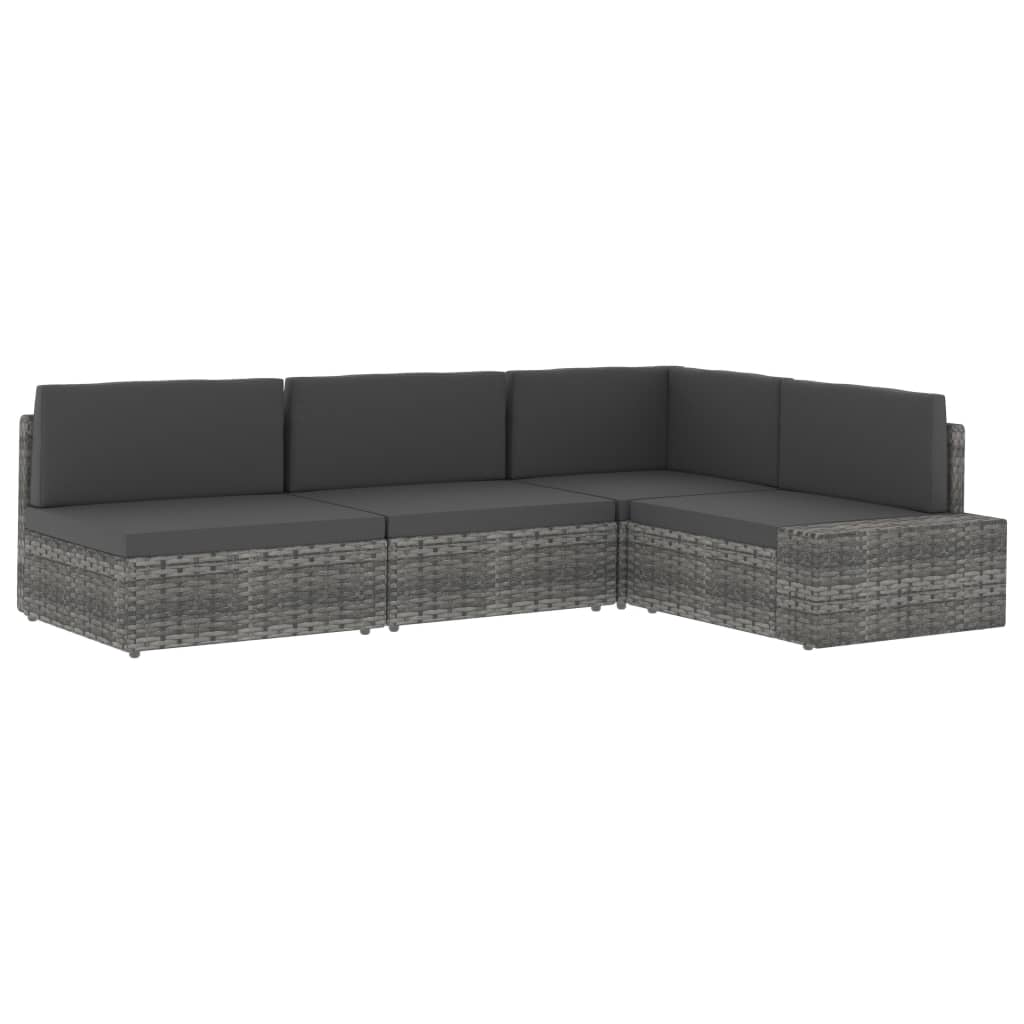 hjørnedel til sofa polyrattan grå