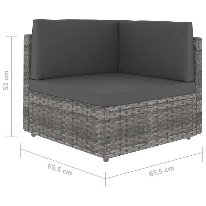hjørnedel til sofa polyrattan grå