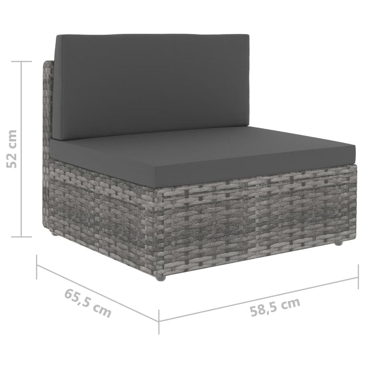 loungesæt til haven 2 dele polyrattan grå