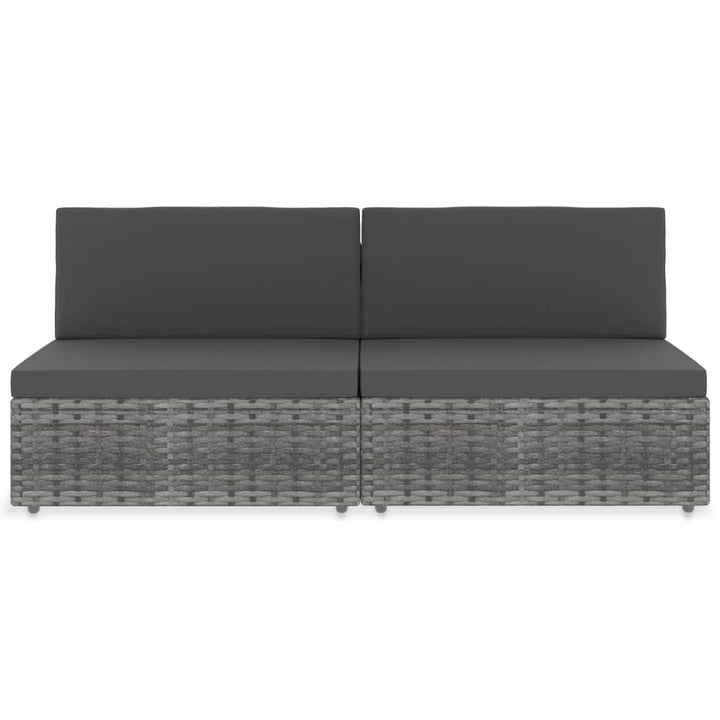 2-personers sofa modulær polyrattan grå