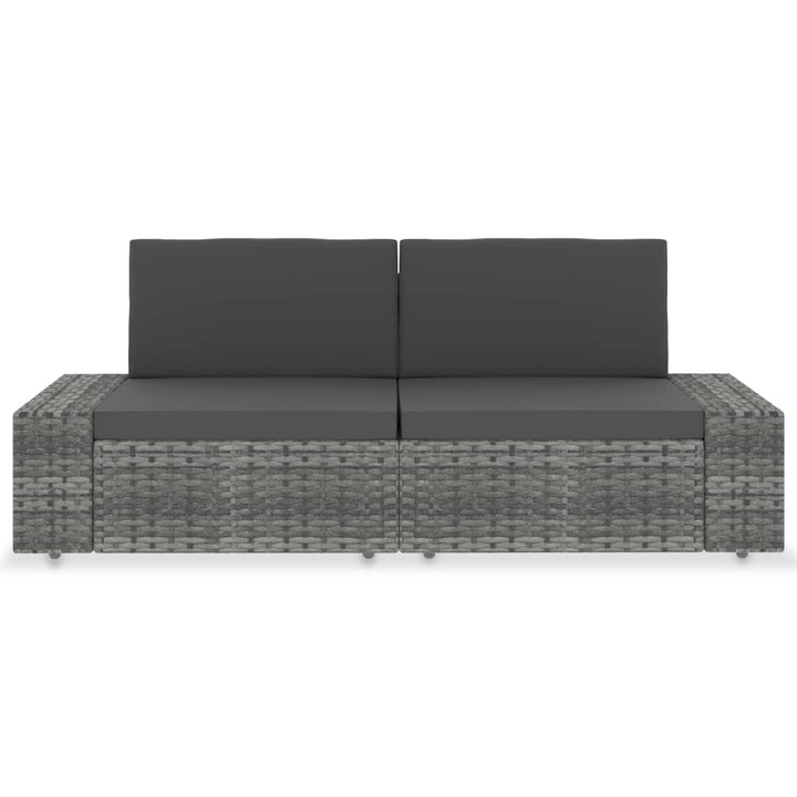 2-personers sofa modulær polyrattan grå
