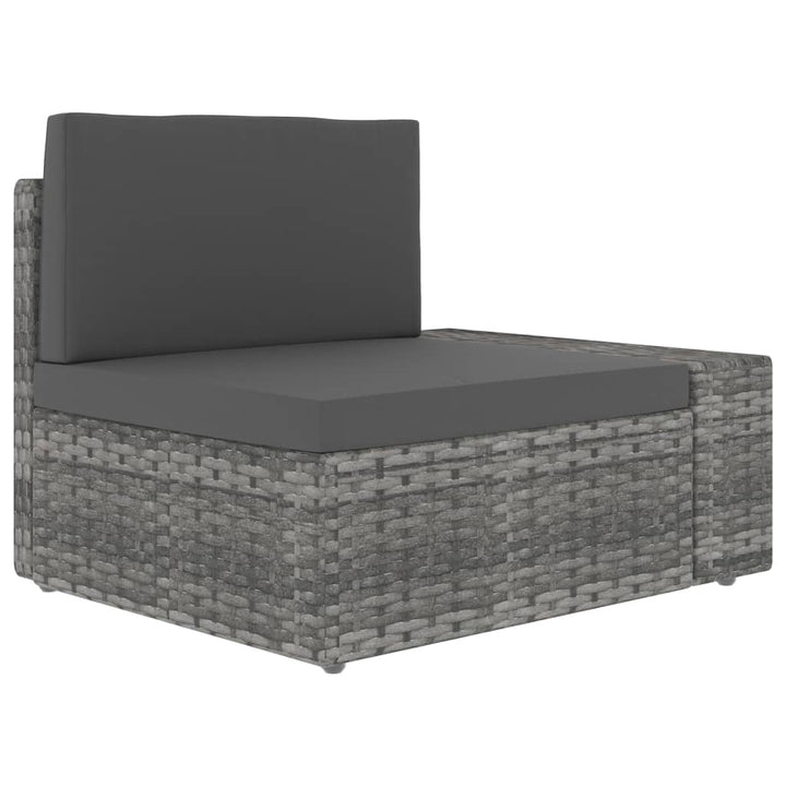 3-personers sofa modulær polyrattan grå