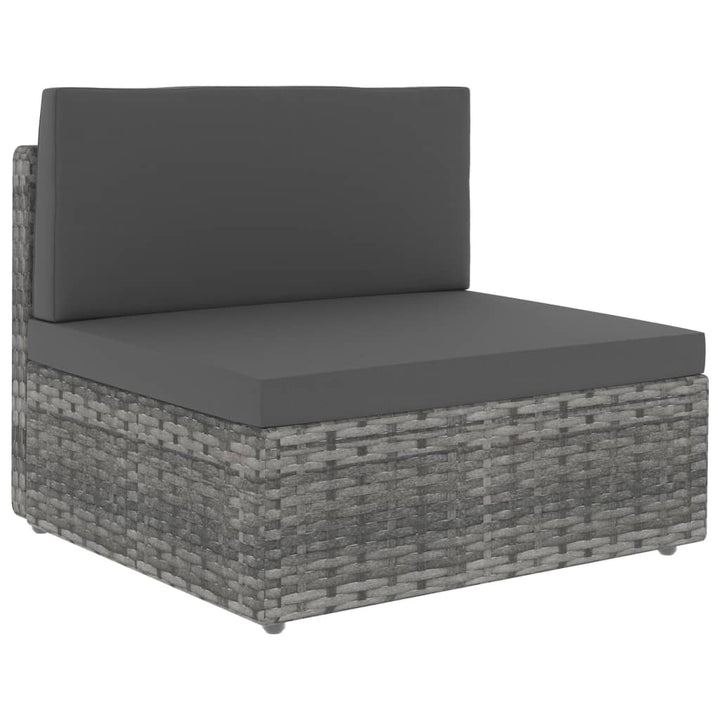 3-personers sofa modulær polyrattan grå