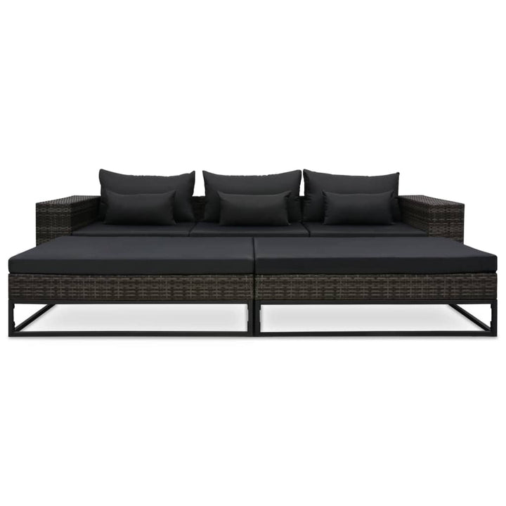 havesofasæt 5 dele med hynder polyrattan grå