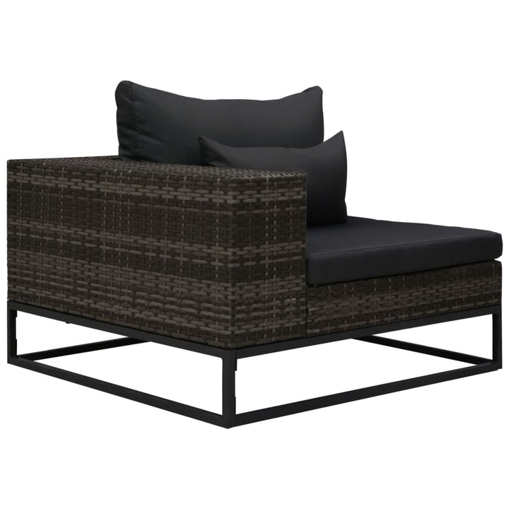 havesofasæt 5 dele med hynder polyrattan grå