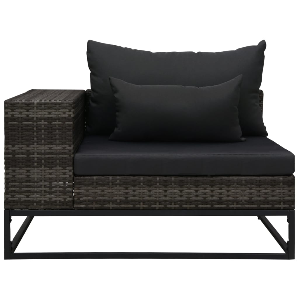 havesofasæt 5 dele med hynder polyrattan grå