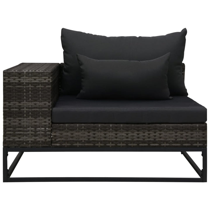 havesofasæt 5 dele med hynder polyrattan grå