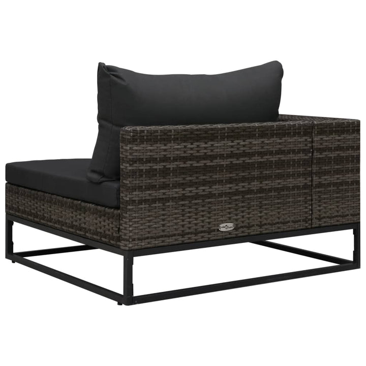 havesofasæt 5 dele med hynder polyrattan grå