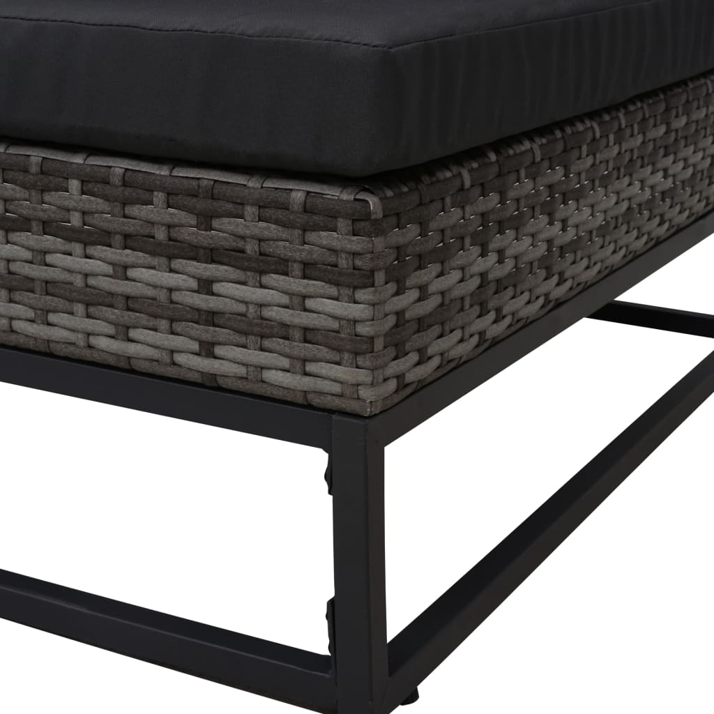 havesofasæt 5 dele med hynder polyrattan grå
