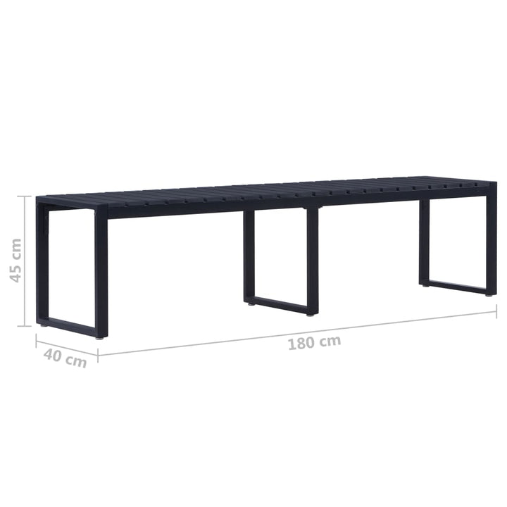 havebænk 180 cm PS-plade sort