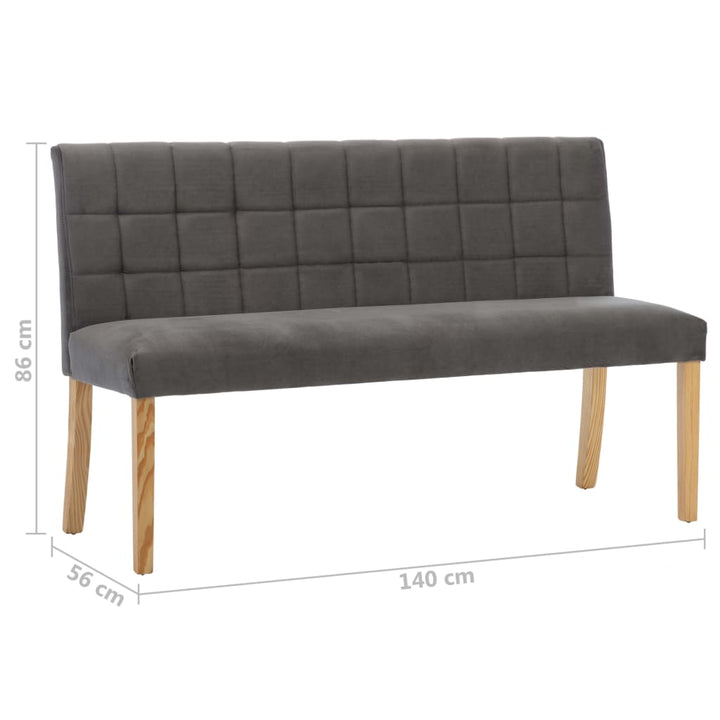 bænk 140 cm fløjl grå