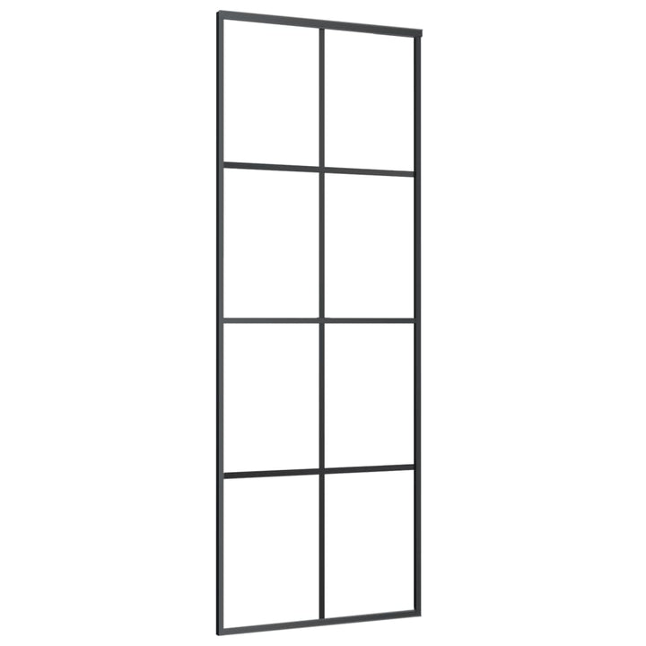 skydedør 76x205 cm aluminium og sikkerhedsglas sort