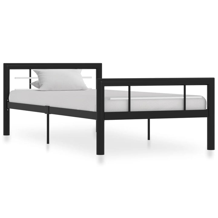 sengestel 90x200 cm metal sort og hvid