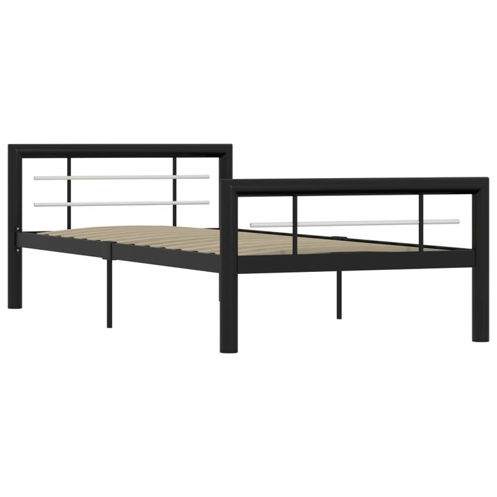 sengestel 90x200 cm metal sort og hvid