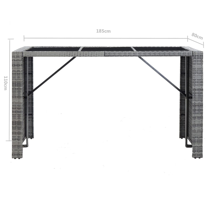 havebarsæt 7 dele med hynder polyrattan grå