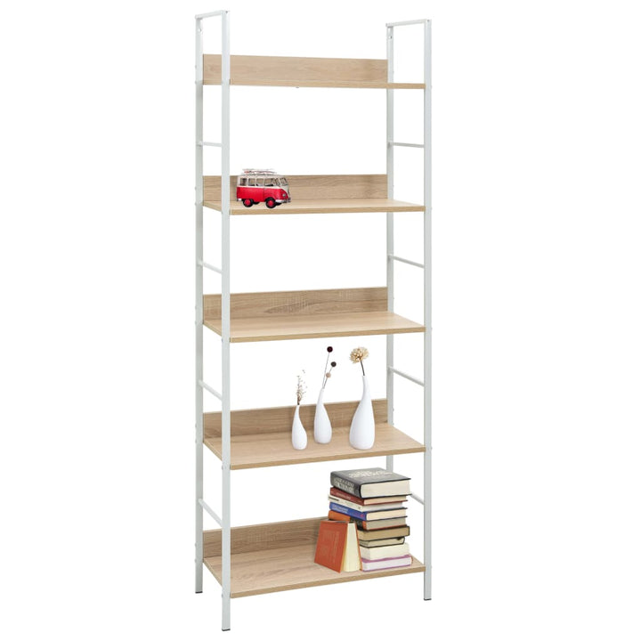 bogreol 60x27,6x158,5 cm 5 hylder konstrueret træ egetræsfarvet
