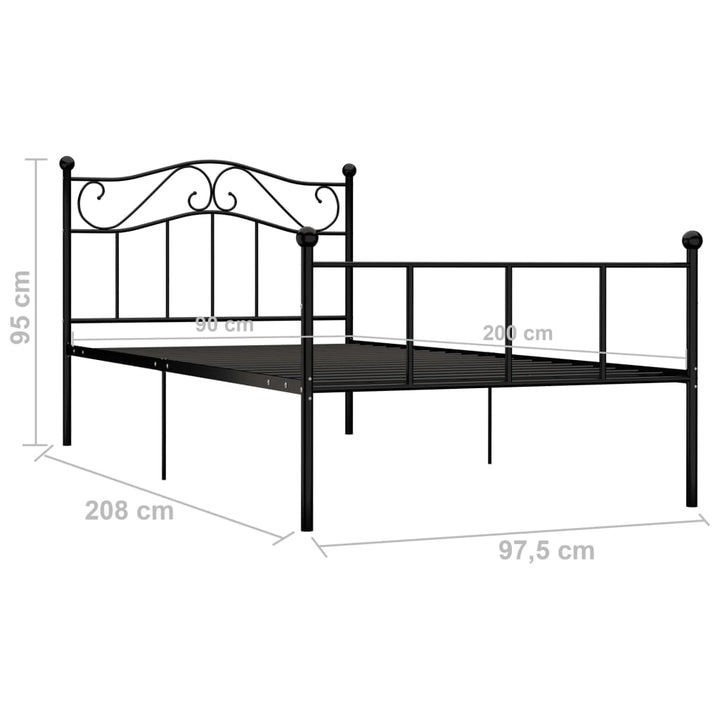 sengestel 90x200 cm metal sort