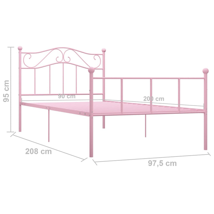 sengestel 90x200 cm metal pink