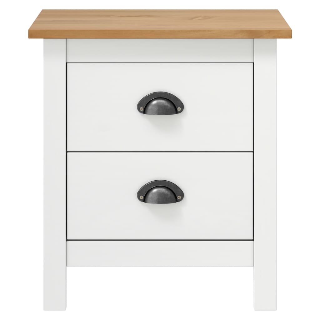 sengebord Hill 2 stk. 46x35x49,5 cm massivt fyrretræ hvid