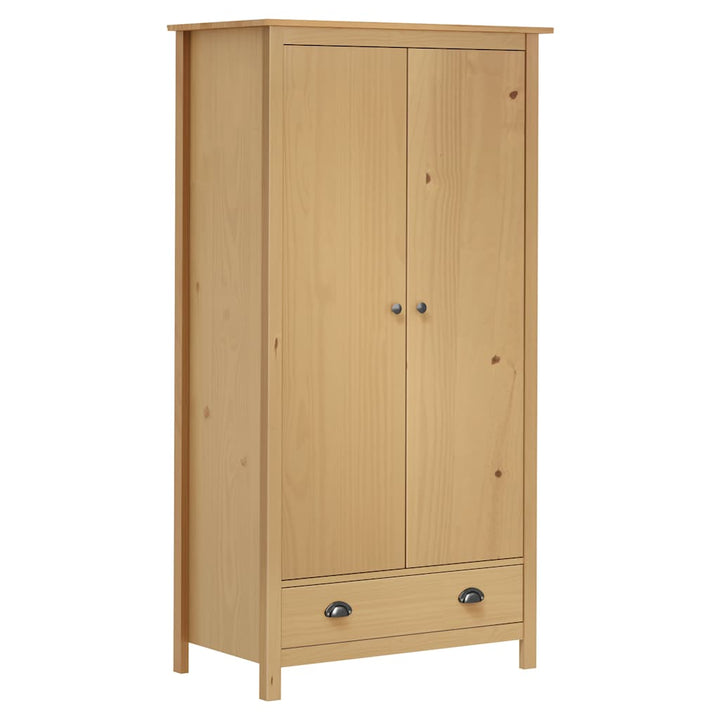 klædeskab med 2 låger Hill 89x50x170 cm massivt fyrretræ