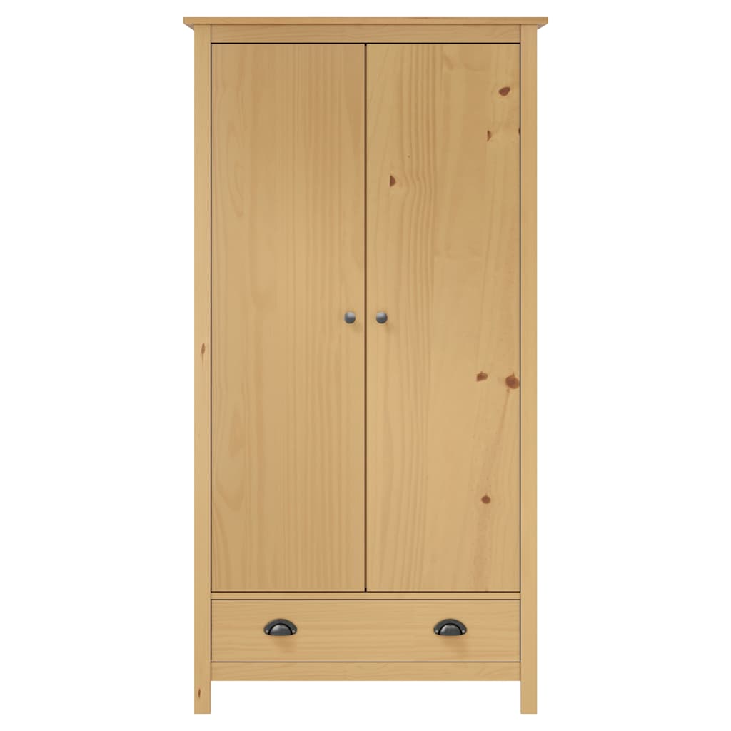klædeskab med 2 låger Hill 89x50x170 cm massivt fyrretræ