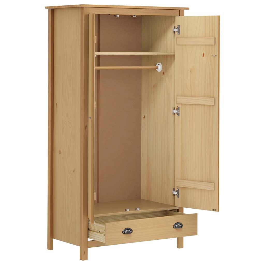 klædeskab med 2 låger Hill 89x50x170 cm massivt fyrretræ