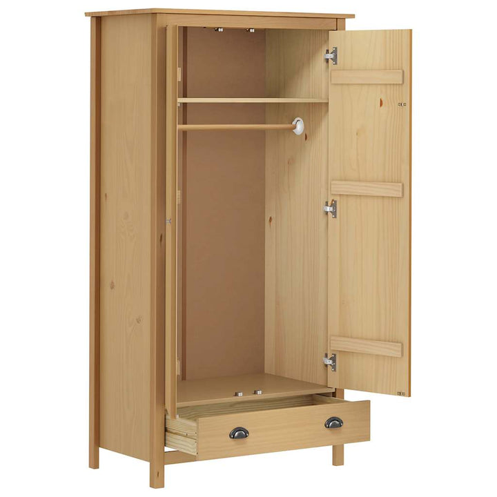 klædeskab med 2 låger Hill 89x50x170 cm massivt fyrretræ