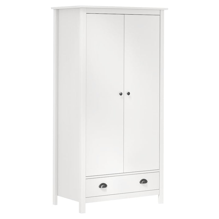 klædeskab med 2 låger Hill 89x50x170 cm massivt fyrretræ hvid