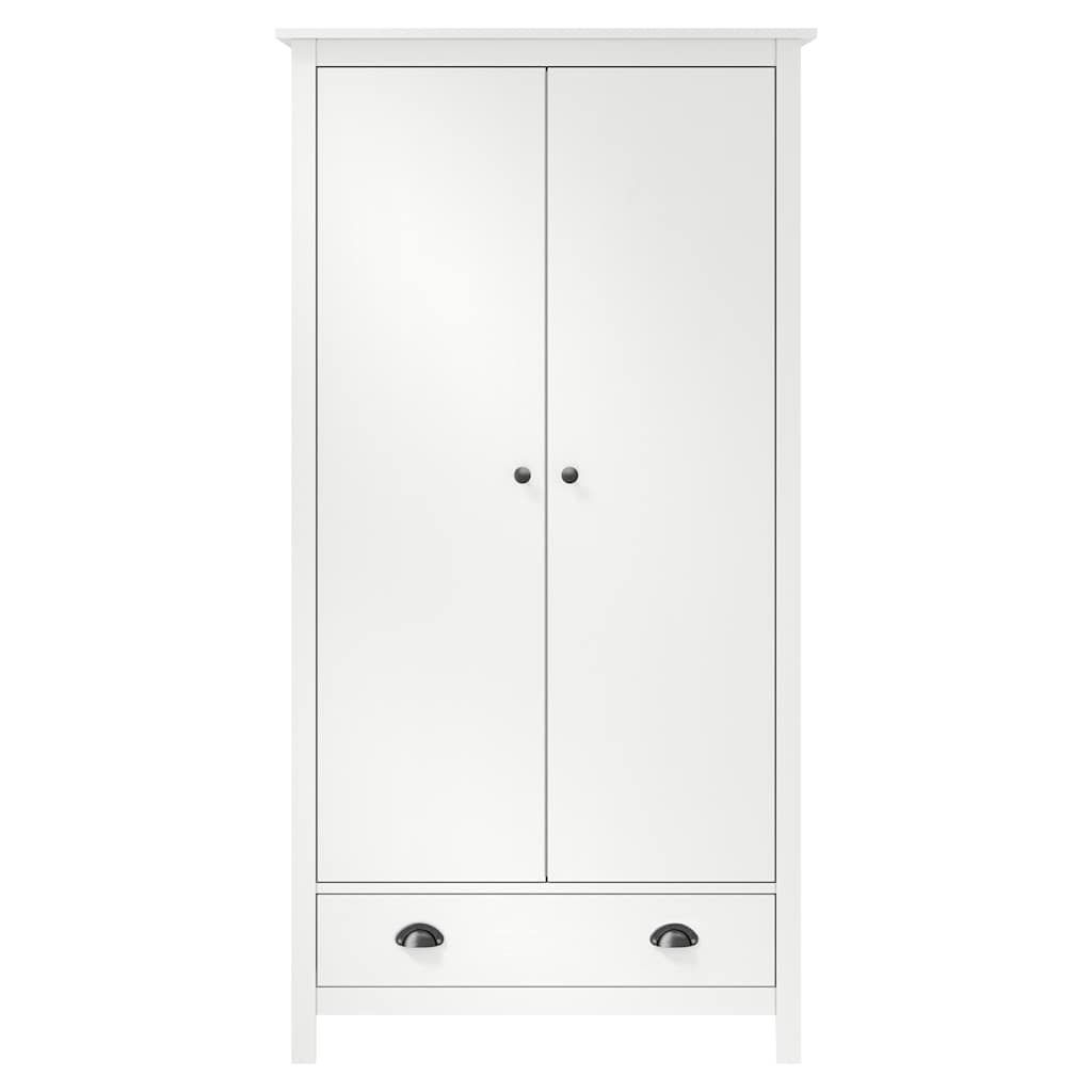 klædeskab med 2 låger Hill 89x50x170 cm massivt fyrretræ hvid