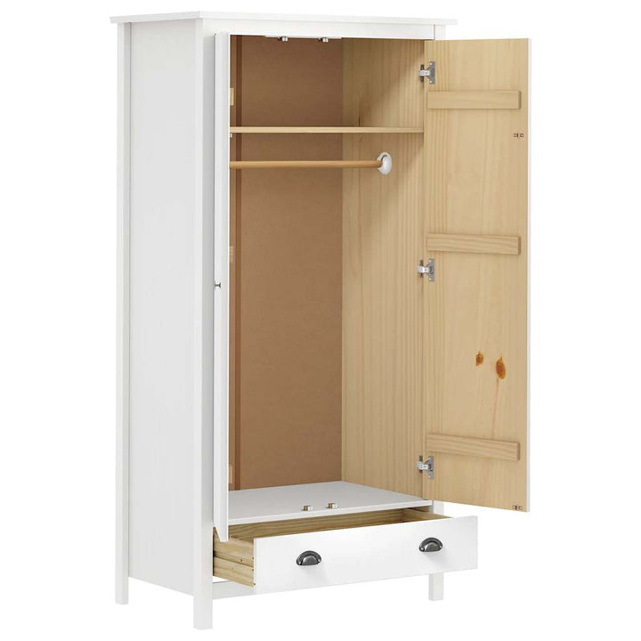 klædeskab med 2 låger Hill 89x50x170 cm massivt fyrretræ hvid