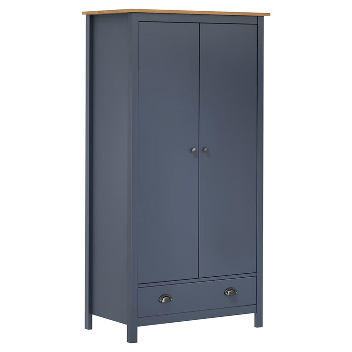 klædeskab med 2 låger Hill 89x50x170 cm massivt fyrretræ grå