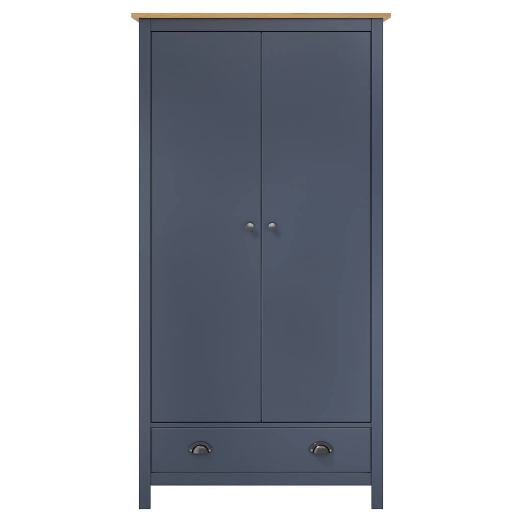 klædeskab med 2 låger Hill 89x50x170 cm massivt fyrretræ grå